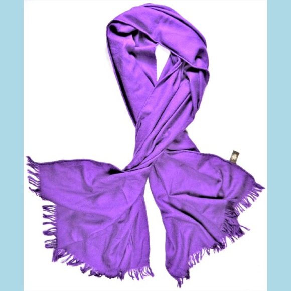 HERMES Shawl Libris Wrap Scarf Purple Cashmere Silk Oversized 80"/33" Authentic - Picture 2 of 12